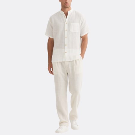 white-mens-summer-two-piece-set-short-sleeves