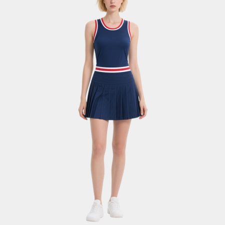 contrast-navy-blue-sports-vest-and-pleated-skirt-set