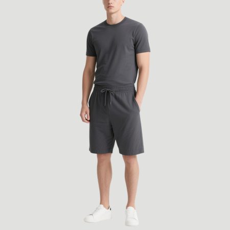 dark-gray-solid-color-mens-top-and-shorts-set